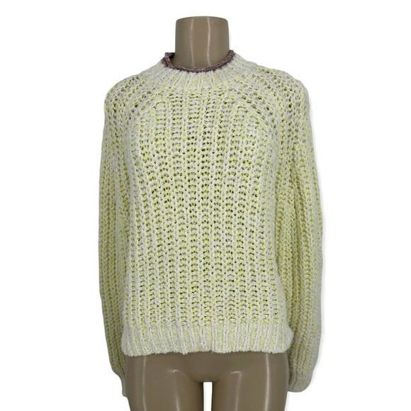 Aritzia Wilfred Medium Women Confetti Pullover Cropped Sweater Chunky Knit 15-1 - Picture 1 of 11